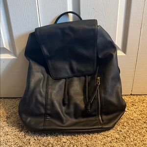 Black leather backpack